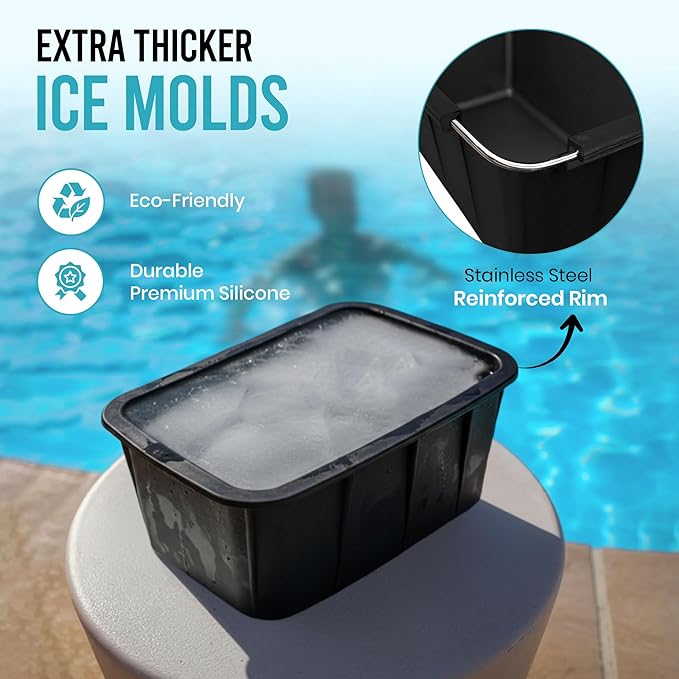Extra Large Ice Block Mold (2-Pack) – 8 lbs Silicone Ice Brick Maker for Ice Bath & Cold Plunge – Giant Cube for Recovery, Muscle Relief & Coolers, Dishwasher Safe