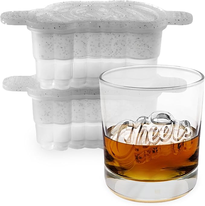 Tovolo Ice Cubes Mold Pack of 2 Large Craft Ice Molds for Whiskey Bourbon Cocktails, Easy Fill No Leak Silicone Ice Molds Gift for Him Stackable Dishwasher Safe BPA Free Heart Ice