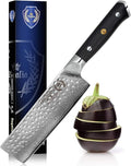 Regalia Nakiri (Usuba) Vegetable Chef Knife: Best 6-Inch Japanese AUS10 67-layer high Carbon Stainless Damascus Steel Asian Vegetable Cleaver Shaped Blade W/Hammered Finish, G-10 Handle
