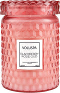 Voluspa BlackBerry Rose Oud Candle | Large Glass Jar Candle with Lid | 18 Ounces | 100 Hour Burn Time | Coconut Wax for Clean Burning | Handcrafted in The USA | Non-Toxic