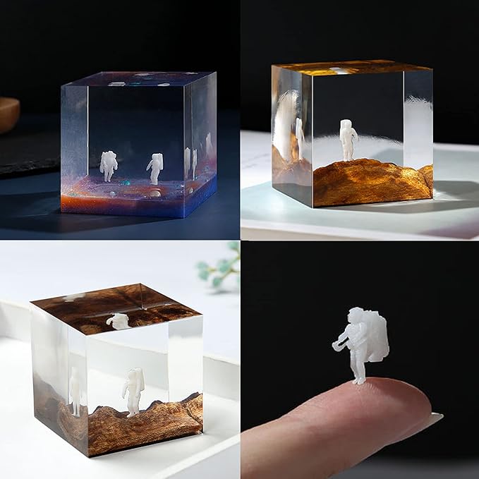 Woohome 14 PCS Resin Casting Molds Fillers 3D Astronaut Paper Airplane Embellishment Resin Supplies Kit Resin Fillers Epoxy Mould Filling Material for Art Resin Crafts DIY