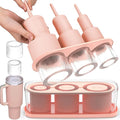 Ice Cube Tray for Tumbler Cup 30Oz-40Oz, 3 Pcs Silicone Cylinder Ice Mold with Lid and Bin for Freezer, Easy Fill and Release Ice Maker for Whiskey, Cocktail BPA-Free (Pink, 40Oz)