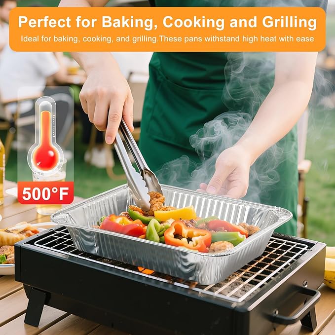 Notwoe® 40pc Disposable Aluminum Pans With Lids, 9x13 (20pc) And 8.2x5.7 Square (20pc) Combo Set, Disposable Baking and Cake Pan. (40 Pack w/Lids)