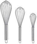 Whisks for Cooking, 3 Pack Stainless Steel Whisk for Blending, Whisking, Beating and Stirring, Enhanced Version Balloon Wire Whisk Set, 8"+10"+12"