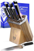 Dalstrong Knife Block Set-8pc-Vanquish Series-Forged High Carbon German Steel-Kitchen Knife Set-Premium Wood Block-Black POM Handle-NSF Certified-Men's Valetines Gift