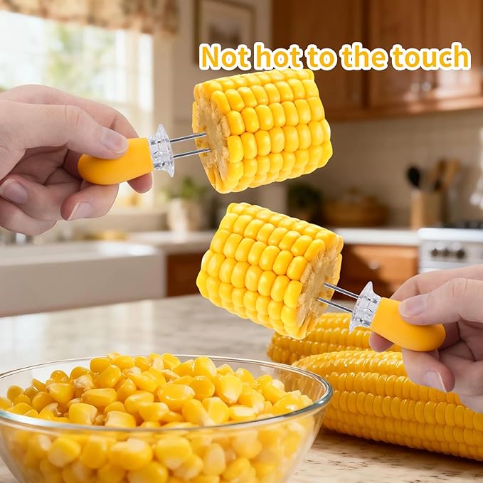 Corn Peeler and Stripper Tool, 4 Pack, Corn Peeler for Corn on The Cob, 2025 New Long Handle Stainless Steel Corn Stripper Tool, Quick Corn Cob Stripper for Home Kitchen, Restaurant & Outdoor Dining