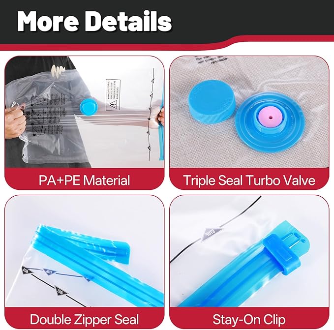 8 Pack Large Vacuum Storage Bags,Vacuum Seal Bags for Clothing,Space Saver Bags,Vacuum Travel Bags for Luggage