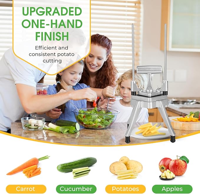 Commercial Chopper Cutter - Heavy Duty Stainless Stee Dicer for Fruit, Vegetable, Tomato, Peppers, Onion, Potato - 1IN1, 3/8''