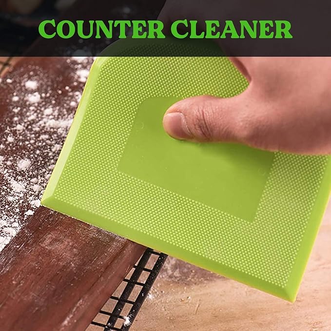 SURDOCA Dough Scraper Bench Scraper - 3P 8.3x5.5" Plastic Flexible Bowl Scraper, Sharp Edge & Angles Cake Scraper. Non-Slip Bakeware Decorating Tools Sculpting & Modeling Tools - Pure Pink