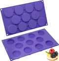 Bakerpan Silicone Mini Muffin Top Pans - Set of 2 - Small Round Molds for Tarts, Cookies, Candy, Chocolate