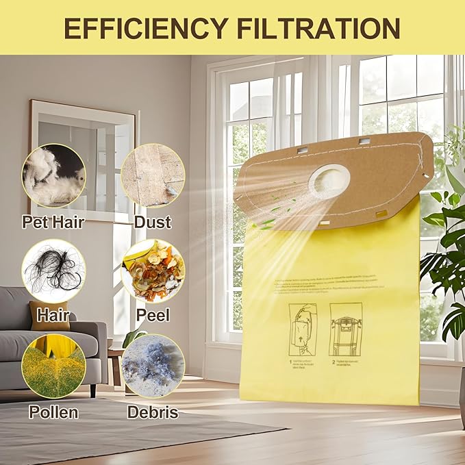 AH10232 Type CB1A Allergen Filtration Backpack Vacuum Bag Fit for Hoover Backpack Vacuum CH34006, CH93600, and CH93619(5 Pack)