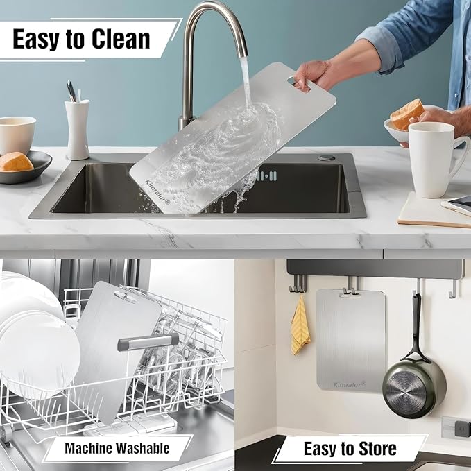 Titanium Cutting Board, Double Sided 2025 New Titanium Cutting Boards for Kitchen, Non Toxic Non Slip, Chopping Board, Dishwasher Safe, Easy to Clean (12"L x 9"W)