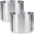 Hushee 2 Pcs 6 to 12 Inch Cake Ring 5.9 Inch High Adjustable Cake Mold Baking Rings Kit Round Stainless Steel Decorating Bakeware Tools with Scaling for Mousse Baking Dessert Making (15 cm)