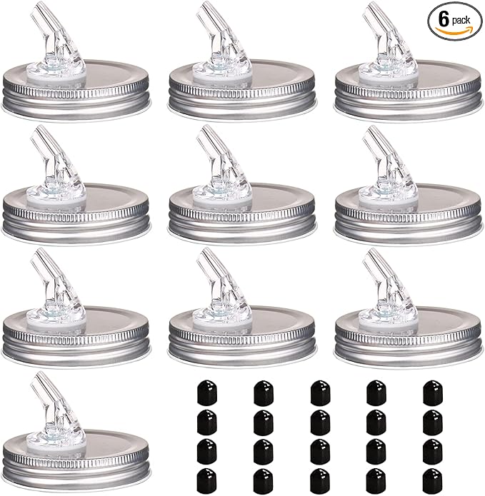 Mason Jar Pour Spouts. free flow Mason Jar Pour Spouts, mason jar for spout regular mouth size 70mm dispenser germination cover. Suitable for any liquid. Leak-Proof 10-Pack + 20 Black Lid Caps (10