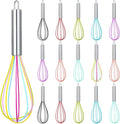 Domensi 16 Pcs 10 Inch Whisks Bulk for Cooking Silicone Whisks Non Scratch Stainless Steel Hand Coated Metal Heat Resistant Egg Beaters for Classroom Cook Party Favor Gift Supplies
