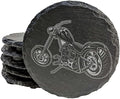 Level Up Your Man Cave: Rustic Chopper Coasters for The Motorcycle Enthusiast - Round Slate - Set of 5
