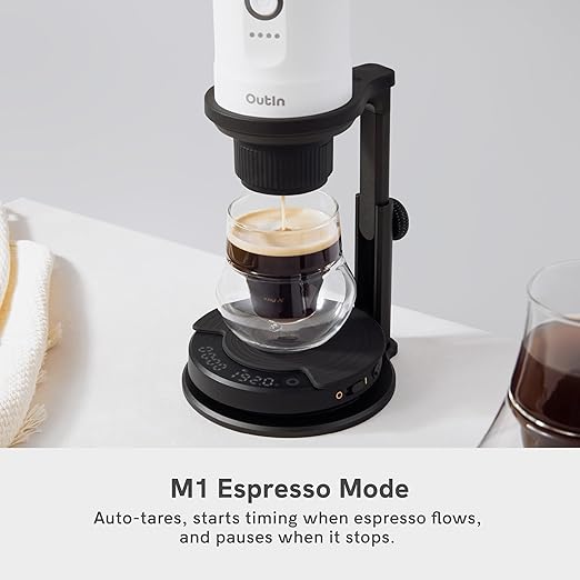 OutIn Claro Portable Coffee Scale, Espresso Scale 2kg/0.1g Accurate Measurement, Pour Over Coffee Scale Multiple Modes, Timer Function, Rechargeable, with Protective Bag
