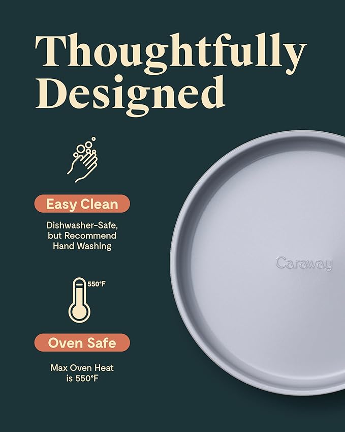 Caraway Non-Stick Ceramic 9” Circle Pans - Naturally Slick Ceramic Coating - Non-Toxic, PTFE & PFOA Free - Perfect for Birthday Cakes, Tartes, & More - Navy