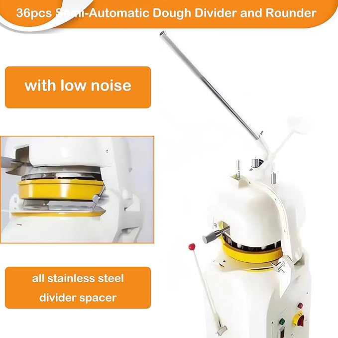 INTSUPERMAI 26 PCS Dough Divider Rounder Machine Semi-Automatic Electric Commercial Dough Splitting Ball Machine Burger Dough Cutter Rounder Machine 50-150g 110V