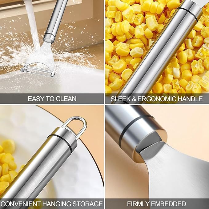3 Pcs Corn Cob Peeler, Corn Stripper, Corn Holder, Corn Peeler with long handle Stainless Steel Corn Cob Stripper Tool, Efficient Design Perfect for Dining Enthusiasts