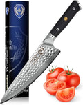 Chef Knife: Best Professional Quality 8 Inch Japanese AUS10 67-Layer High Carbon Damascus Stainless Super Steel Gyuto- Razor Sharp Full Tang Blade w/Hammered Finish & Ergonomic G10 Handle
