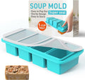 Silicone Freezer Tray with Lid Soup Freezer Container Molds with Steel Reinforced Rim Ice Cube Freezer Molds Large Ice Cube Tray Silicone Freezer Container Freeze & Store Soup Sauce Broth Leftovers
