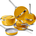 Caraway Deluxe Non-stick Ceramic Cookware Set (16 Piece) Pots, Frying Pans, Lids and Kitchen Storage - PFAS & PFOA Free - Oven Safe Pan Set & Compatible with All Stovetops - Marigold