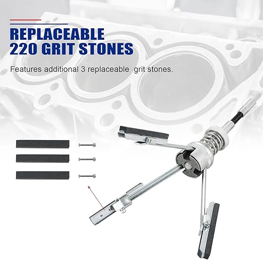 Engine Cylinder Hone Adjustable Deglazer Set 3pcs for Grinding Holes from Minium 3/4" to Maximum 7" in Diameter, Adjustable Brake Piston Honing Tools with Extra 9-Piece 220 Grit (1-1/8"+2"+4")