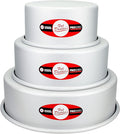 Fat Daddio's Anodized Aluminum 3-Tiered Round Cake Pan Set 3 Inch Depth, 4", 6", 8"
