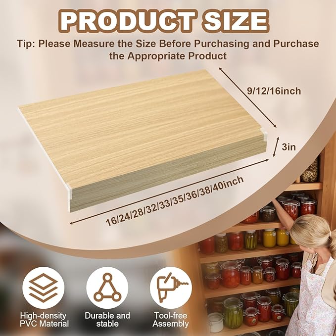 5 Pcs Wire Rack Covers 24x12x3 inch PVC Pantry Shelf Cover 0.31 inch Thick Removable Closet Wire Rack Shelf Covers,Decoration Kitchen Bathroom Office Shelving (Wood Color,24x12x3 inch)