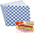 PATIKIL 5.9" x 5.9" Waxed Paper Sheets, 100Pcs Square Pattern Oil-absorbing Dry Food Wrapping Paper for Bakery Coffee Shop Home Baking Kitchen DIY, Blue
