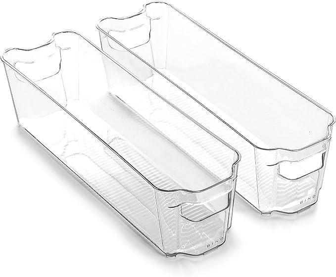 BINO | Stackable Storage Bins, Small - 2 Pack | THE STACKER COLLECTION | Clear Plastic | Built-In Handles | BPA-Free | Containers for Organizing Kitchen Pantry | Multi-Use Organizer