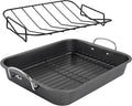 kitCom Nonstick Roasting Pan, Roaster with Rack - 16 Inch Rectangular Grill Suitable for Turkey, Roast Chicken, Ham, Dishwasher Safe (9.5QT)