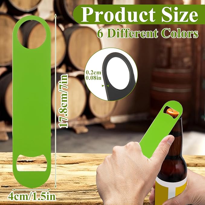 QTLCOHD 24 Pack Flat Bottle Opener 7 Inch Stainless Steel Bottle Openers Bulk Colorful Beer Bottle Opener Bartender for Kitchen Bar or Restaurant