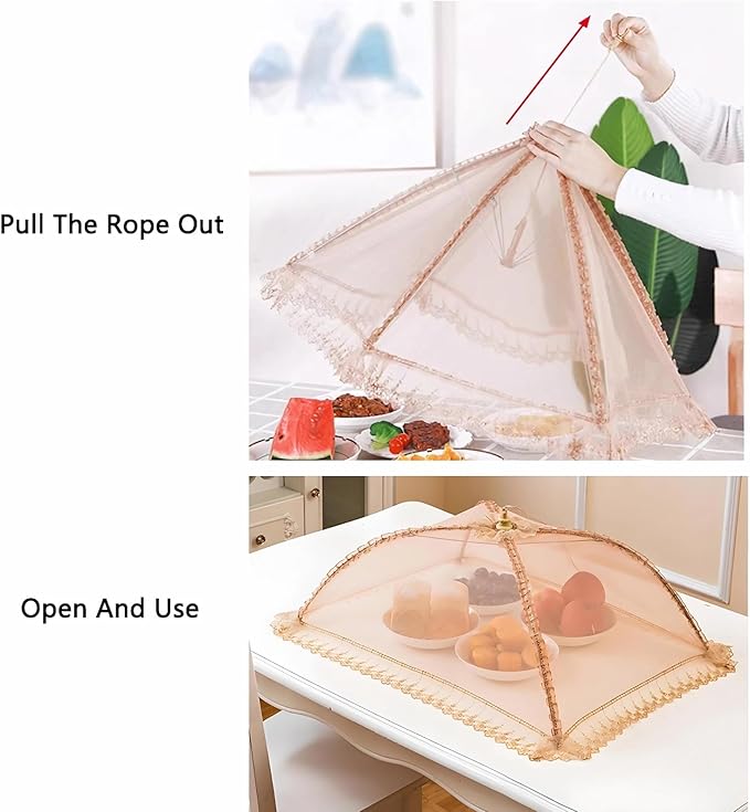 3-Pack 28"x20" - Extra Large Food Covers for Outside, Pop-Up Food Nets & Tents for Outdoors | Bug Proof Reusable Covers for Parties, Picnics, BBQs, Camping Essentials (Collapsible)