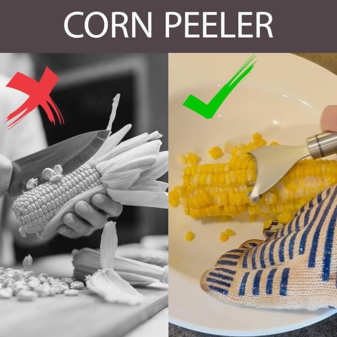 2 Pack Corn Peeler, Stainless Steel Stripper Tool Set, Cob Kernel Remover For Salads/Pizza/Bbq, Easy to Clean