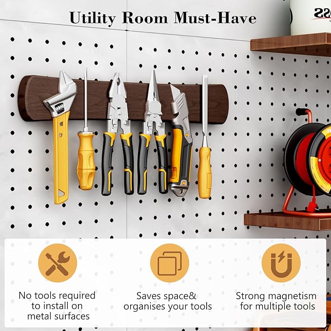 Magnetic Knife Holder for Wall, 24 Inch Extra Large Wood Knife Strip with Strong Magnetism, Space Saver Organizer for Farmhouse/Restaurant Kitchen, Housewarming Gifts