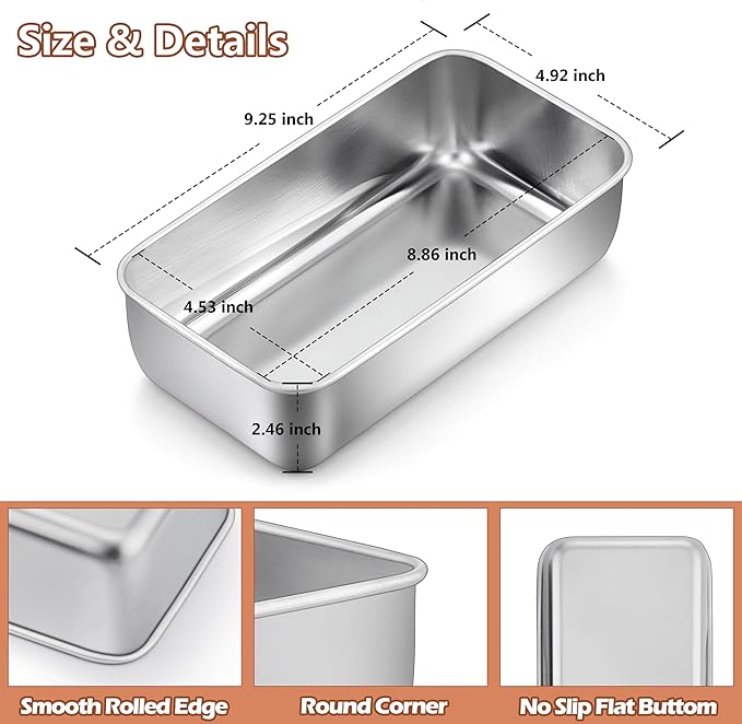 LIANYU 10 Pack Loaf Pans for Baking Bread, 9 x 5 Inch Stainless Steel Bread Loaf Pans for Sourdough, Cake Brownies, Heavy Duty Loaf Tins for Oven, Dishwasher Safe