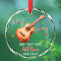 Ukulele Musical Instrument Glass Ornament Xmas 2025, Personalized Instrument Christmas Ornament Gift for Ukulele Player, Ukulelist Keepsake Christmas Tree, Custom Text & Name Musician Glass Ornaments