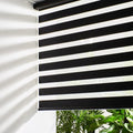Persilux Cordless Zebra Blinds for Windows Free-Stop Roller Windows Shades (34" W X 72" H, Black) Dual Layer Light Control for Day and Night, Light Filtering Sheer Shades for Home, Easy to Install