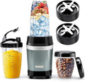 Nahida Blender for Smoothies, 1200W Smoothie Blender for Ices Crushing, Blenders with (2) 6-Fin Blades, Personal Blenders for Kitchen with 23oz, 32oz, 37oz Easy Go Cups for Juices,1200W, Blue