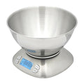 Stainless Steel Digital Kitchen Scale w. Bowl - for Food Coffee Lab - LCD Display gram Ounces lb:oz lb ml - 12 LBS/5.5 KG Capacity - Battery Included - Silver by The Display Guys