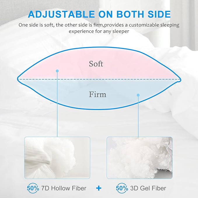 EIUE Hotel Collection Bed Pillows for Sleeping 2 Pack King Size，Pillows for Side and Back Sleepers,Super Soft Down Alternative Microfiber Filled Pillows,20 x 36 Inches