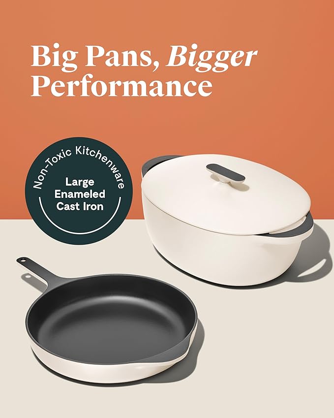 Caraway Enameled Cast Iron Dutch Oven - 8qt Dutch Oven With Lid - 3 Layer Enamel Coating - No Seasoning Required - Compatible With All Stovetops - Oven Safe - No Forever Chemicals - Gray