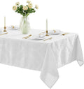 Newbridge Barcelona Luxury Damask Fabric Tablecloth, 70” Extra Wide x 90” Rectangle, White, 100% Polyester, No Iron, Soil Resistant Dining Room, Party and Banquet Table Cover
