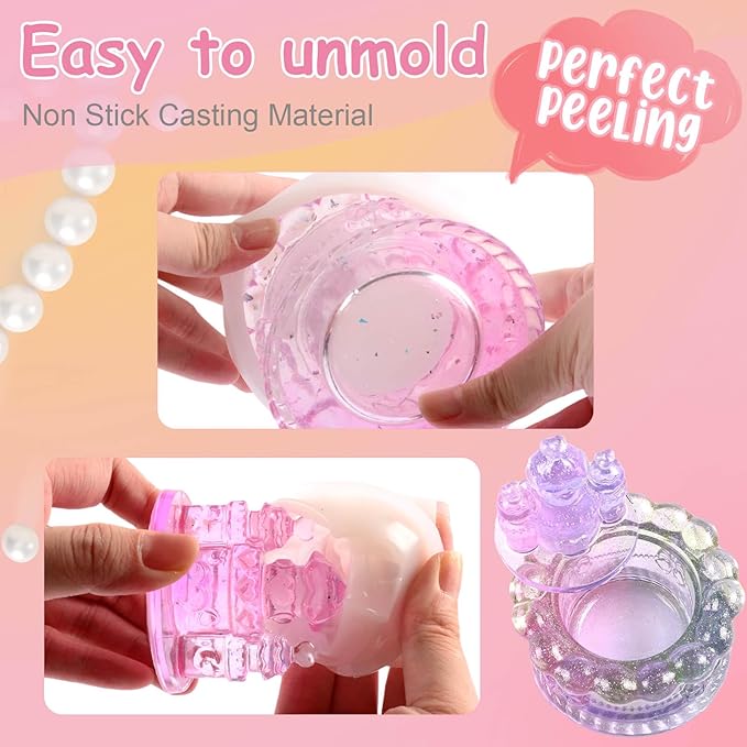 Heart Rose Jar Resin Mold with Lid ，Epoxy Resin Storage Box Casting Molds ，DIY Jewelry Container Silicone Mould (Castle Cake)