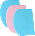 SURDOCA Dough Scraper Bench Scraper - 3P 8.3x5.5" Plastic Flexible Bowl Scraper, Sharp Edge & Angles Cake Scraper. Non-Slip Bakeware Decorating Tools Sculpting & Modeling Tools - Blue+Pink+Blue
