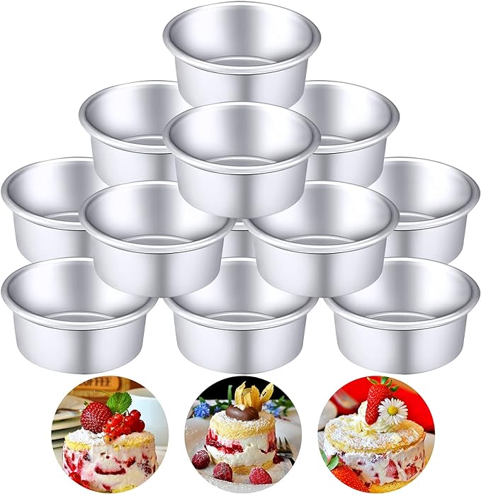 Nuenen 12 Pcs Round Cake Pans Aluminum Round Mold Smash Cake Baking Cheesecake Pans for Home Party Baking Supplies (4 Inch)
