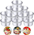 Nuenen 12 Pcs Round Cake Pans Aluminum Round Mold Smash Cake Baking Cheesecake Pans for Home Party Baking Supplies (4 Inch)