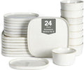 Stone Lain Cairo 24-Piece Dinnerware Set Stoneware, Plates and Bowls Set, Microwave and Dishwasher Safe, Includes Dinner and Salad Plates, Cereal Bowls, Dish for 8, White Speckled